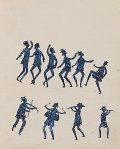 Whites Fighting; Musicians by Tommy McRae